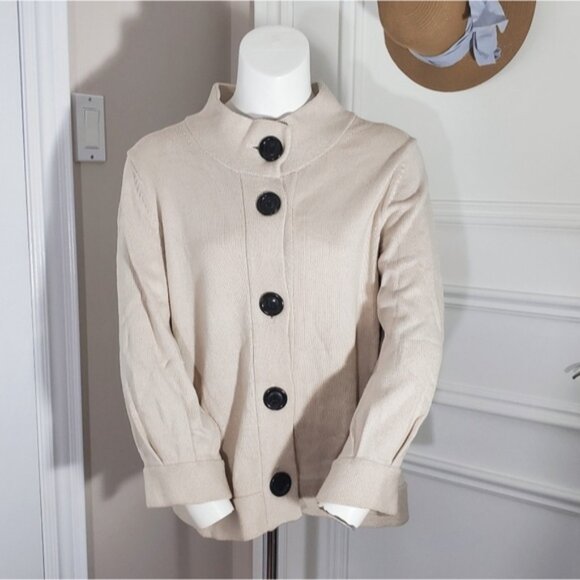 BANANA REPUBLIC Pre-Vintage Cotton Mock Neck Cardigan - Picture 2 of 13